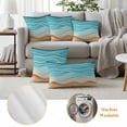 thumbnail image 6 of Turquoise Beach Outdoor Waterproof Pillow Covers, Abstract Ripple Gradient Ocean Sand Decorative Square Throw Pillowcase Sofa Cushion Sham for Patio/Couch/Chair, 20"x20" 2 Pack, 6 of 8
