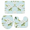 thumbnail image 2 of Summer Floral Bathroom Rugs Set White Gardenia Flowers Modern Watercolor Non Slip Absorbent Soft Bath Mats 3 Piece Set with Bathroom Rug, U-Shaped Floor Mat, Toilet Seat Cover Small Size, 2 of 9