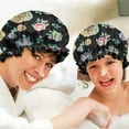 thumbnail image 6 of Shower Caps,Pioneer Flower Floral Print Pattern Waterproof Shower Cap for Women 4 Pieces,Double Reusable Hair Cover for Shower PEVA Elastic Stretch Hem, 6 of 7