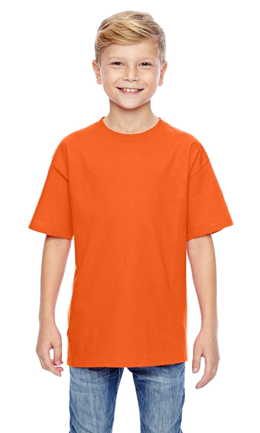 The Hanes Youth 45 oz, 100 Ringspun Cotton nanoT TShirt ORANGE L