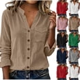 thumbnail image 1 of Neewe Womens Classic Plain Shirt Casual Collar Long Sleeve Loose Fit Button Down Tops Daily Outfits, 1 of 5