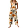 thumbnail image 2 of Stralyhd Bat Print Women's Jumpsuits Halloween Party Sleeveless Jumpsuit Night Club Jumpsuits with Pockets Scary Pumpkin Pattern Wide Leg Trousers Multicolor 3XL, 2 of 6