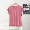 thumbnail image 2 of Tnhcen Women's Summer Modal Basic Pajama Top - Loose Round Neck Short Sleeve Sleepwear for Women (XL-5XL) Soft Breathable Solid Color Nightgown Plus Size Comfy Home Wear, 2 of 3
