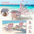 thumbnail image 6 of Costway 2-Pack Folding Backpack Beach Chair 5-Position Outdoor Reclining Chairs with Pillow Pink, 6 of 10