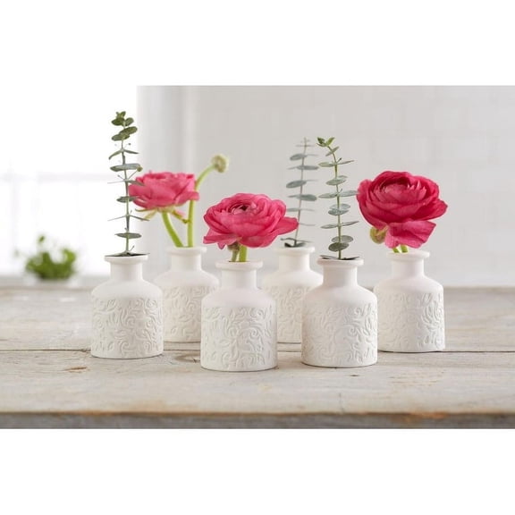 Kozy Sweet Home Mini Ceramic Flower Bud Vases, Perfect for Budding Flowers, Small Plants or Decoration Piece Floral Decoration (White) Set of 3