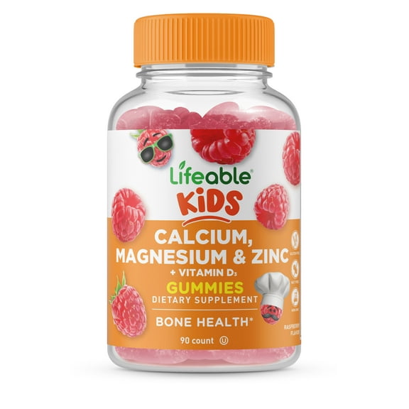 Lifeable Calcium Magnesium Zinc and Vitamin D Gummies for Kids, 90 Count