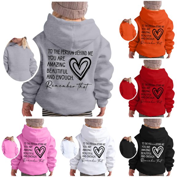 Zylarhe Boys Sweatshirts Girl Hoodie Long Sleeve Soft Sweatshirt Graphic Hoody Kids Cute Pullovers Top Clothes for Girls with Cozy Feel Grey 12-13 Years