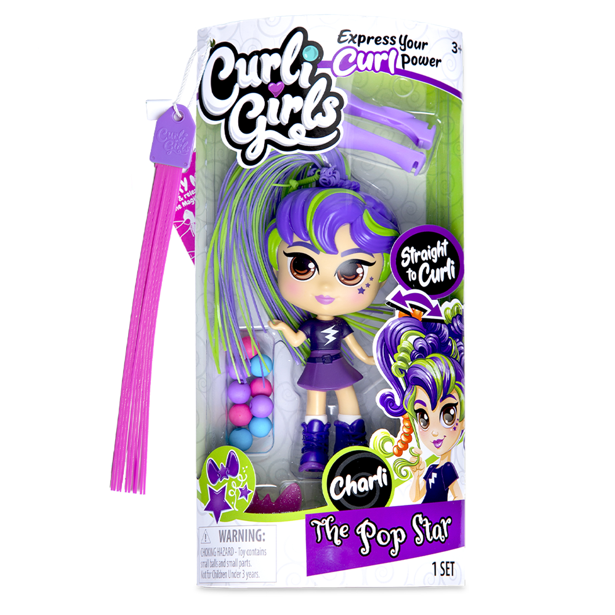 Curligirls Charli, The Pop Star - Hairstyling Doll With Magicurl Hair - Style Again And Again - Ages 3+ - image 3 of 13