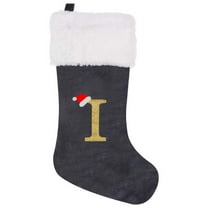 AuroraX Gray Velvet Christmas Stocking with Initials Personalized Embroidered Monogrammed Xmas Stocking Plush 16" Candy Stocking Bag for Holiday Decoration Gifts for Fireplace