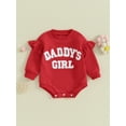 thumbnail image 2 of Gupgi Baby Girl Sweatshirt Romper Infant Ruffle Long Sleeve Crew Neck Letter Embroidery Jumpsuit, 2 of 9