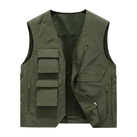 BZGTZT Men s Quick-Dry Fishing Vest Outdoor Hunting Climbing Traveling Photography Cargo Waistcoat with Multi-Pockets