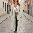 thumbnail image 2 of Otvok Ladies Open Front Maxi Knit Sweater Coat, Women Oversized Long Sleeve Diamond Cable Knit Loose Fit Cardigan Outerwear, 2 of 7