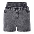 thumbnail image 4 of Uaswgudfs ​Womens Shorts: High Waisted Denim Elastic Waist Adjustable Drawstring - Classic Five Pocket Jean Shorts for Everyday Wear Gray XL, 4 of 8