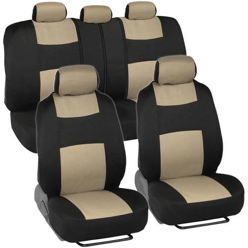 BDK PolyCloth Car Seat Covers, 2Tone Split Bench EasyWrap Full Set