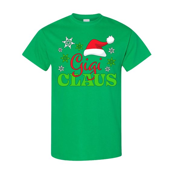 Inktastic Gigi Claus with Christmas Santa Hat and Snowflakes T-Shirt