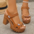 thumbnail image 6 of Eltusu Women Heeled Sandals, Ankle Strap Open Toe High Heels Summer Dress Sandals Shoes Brown Size 5.5, 6 of 9