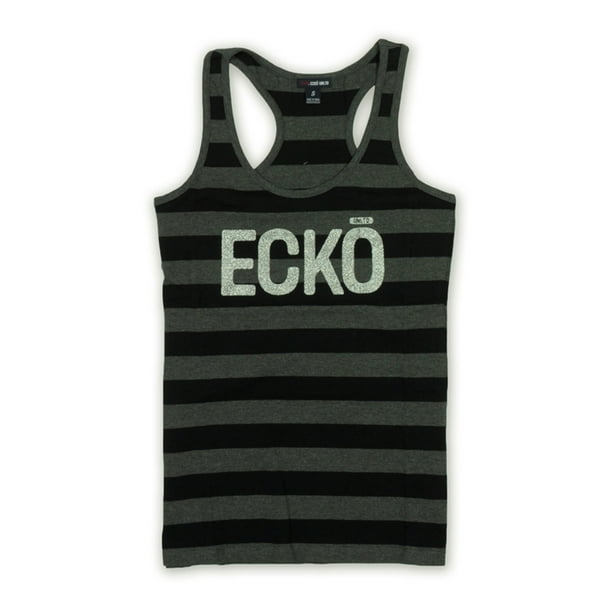 Ecko Unltd. Camiseta sin mangas con purpurina y rayas tejidas para mujer, negra, mediana Ecko Unltd. Camiseta sin mangas