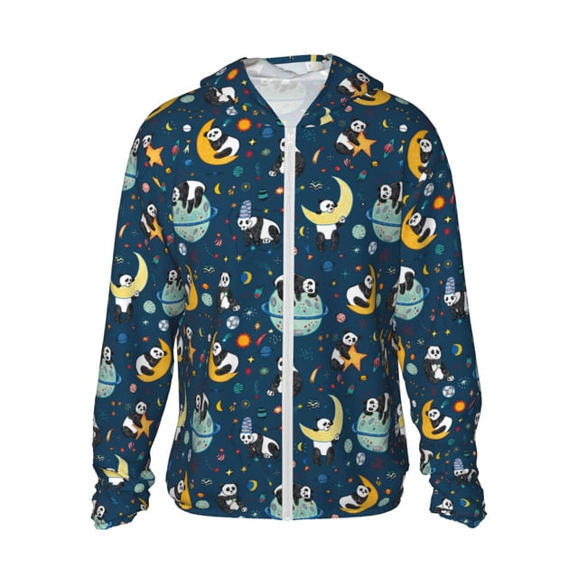 Fotbe Space Sleeping Panda Chaqueta con Protección Solar UPF 50+ para Hombre y Mujer, Camisa con Capucha y Bolsillos-Medium