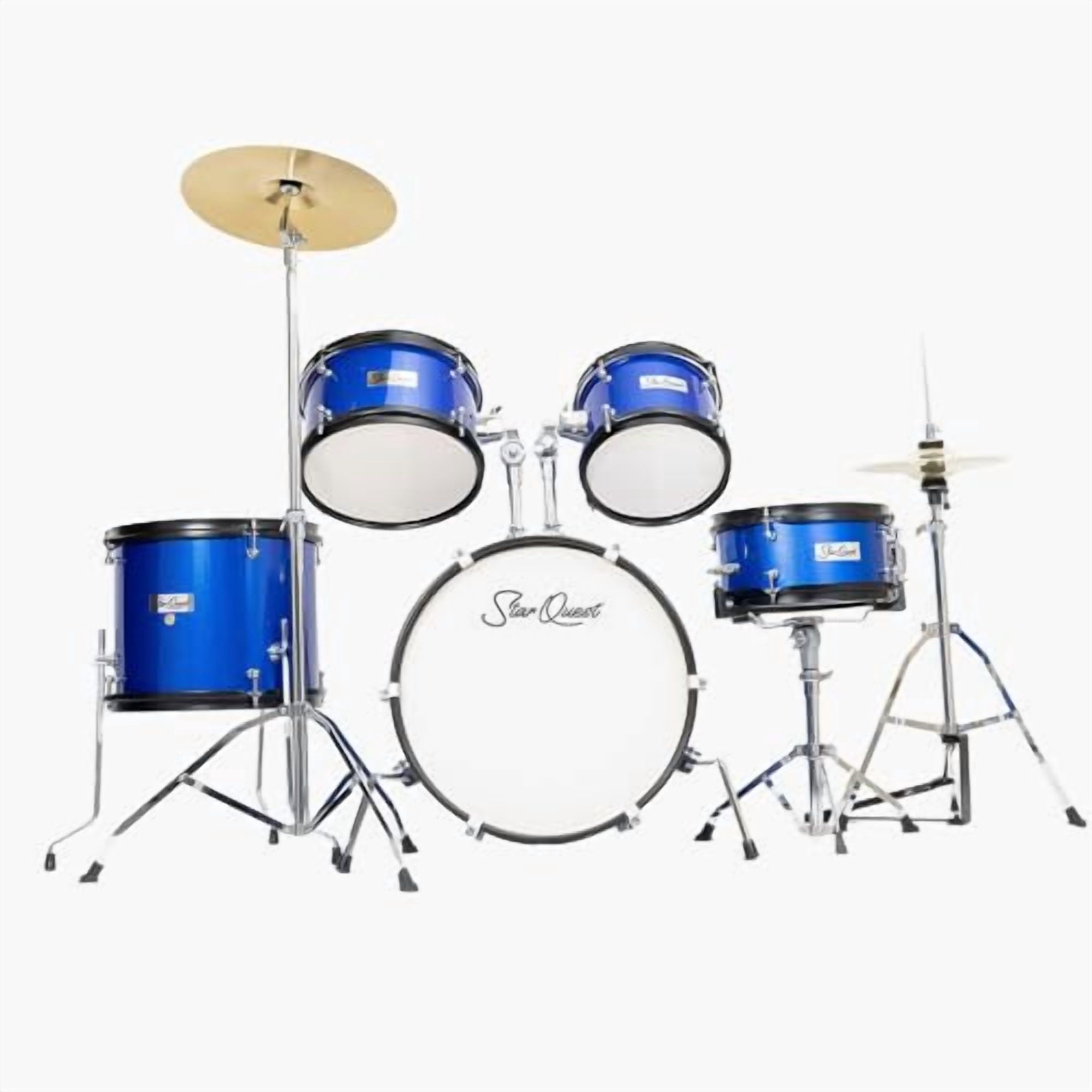 StarQuest SQ-DS-JR5-MBL Junior 5-Piece Drum Set – Premium Metallic Blue Finish with Bass, Snare, Tom and Crash Cymbal – Perfect for Junior Drummers and Beginners