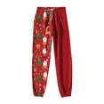 thumbnail image 5 of TTUHYWXI Christmas Pajamas Bottoms for Women Santa Claus Snowman Print Wide Leg Pj Pants with Pockets Lounge Sleepwear (Red, 3XL), 5 of 5
