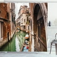 thumbnail image 1 of Ambesonne Venice Shower Curtain, Famous Water Canal Boats, 69"Wx70"L, Cinnamon Jade Green, 1 of 3