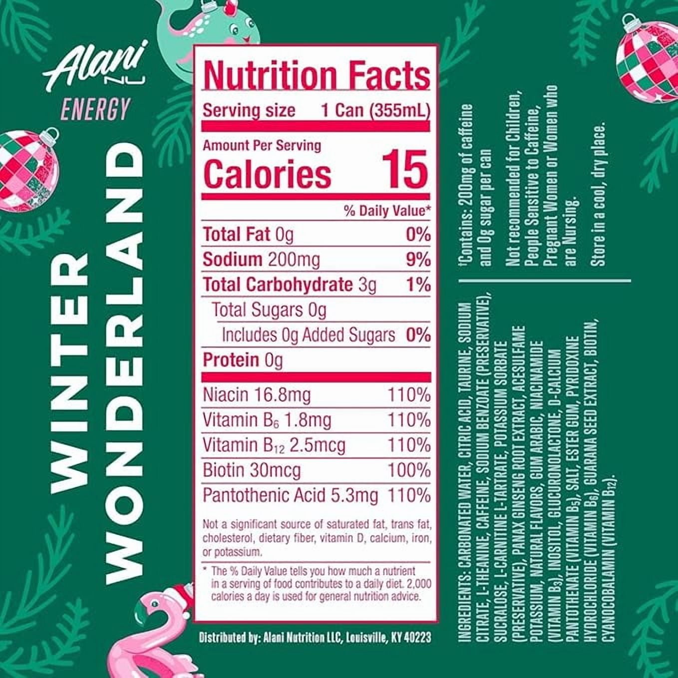 New Alani Sugar Free Energy Drinks Variety Pack, Winter Wonderland, Dream Float - Low Calorie,12 oz (6 Pack)