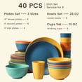 thumbnail image 3 of Homienly 40-Piece Wheat Straw Dinnerware Set, Service for 8, Unbreakable Plates, Bowls & Cups, Multicolor, Dishwasher & Microwave Safe, BPA-Free, 3 of 9