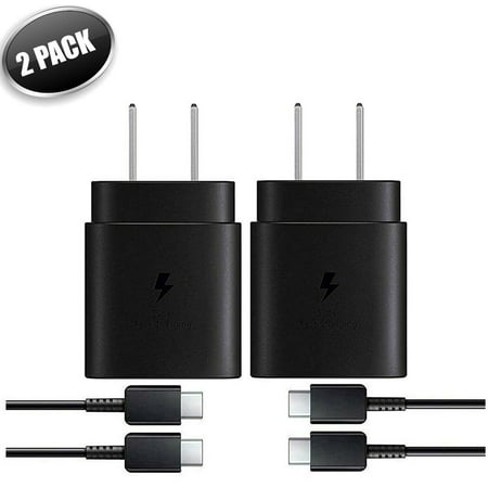 Xiaomi Redmi 9 Prime, 2 Pack USB-C Super Fast Charging Wall Charger-25W PD Charger Adapter with Type-C Cable(3ft) - Black
