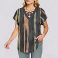 thumbnail image 6 of YUGYXL Short Sleeve Shirts for Women Spring Tops for Women V Neck Criss Cross Tees Womens Summer Tops Brown Top M, 6 of 9
