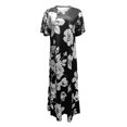 thumbnail image 2 of Dresses for Women Ladies Loose Casual Floral Ink Print Slit Short Sleeves Long Spring Dress B XL, 2 of 3
