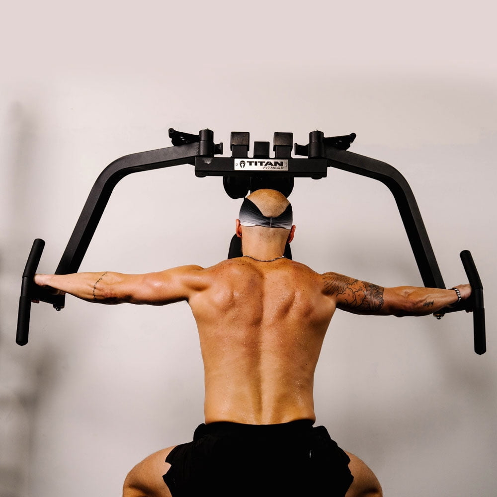 Titan Fitness Plate-Loaded Pec Fly and Reverse Delt Machine, Rated 300 LB, Upper Body Specialty Machine, Chest, Back, and Shoulder Training