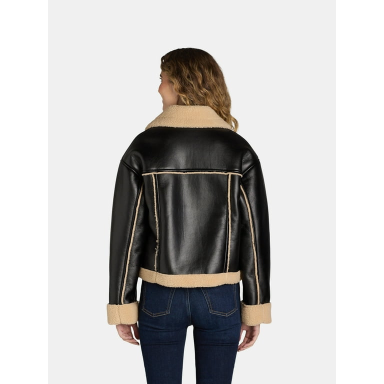 Time and Tru Women's and Women's Plus Bonded Faux Shearling Time and Tru Women's and Women's Plus Bonded Faux Shearling