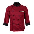 thumbnail image 2 of TISHITA Men Women Long Sleeve Chef Apparel Chef Jacket Coat Cook Uniform Red XL, 2 of 8