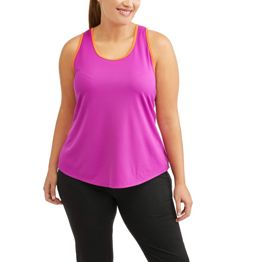 Danskin Now Women's Plus Mesh Tank with Pop of Color