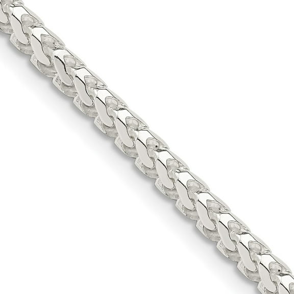 Auriga Fine Jewelry 925 Sterling Silver 3.4 mm Diamond-cut Square Franco Chain Necklace for Women 16"