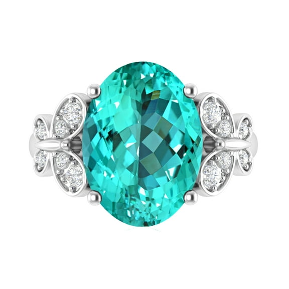 Sterling Silver with Paraiba Tourmaline and White Topaz Solitaire Ring