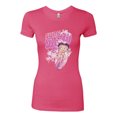 thumbnail image 2 of Wild Bobby, Shore Surfer Betty Boop Betty Boop Womens Slim Fit Junior Tee, Hot Pink, Medium, 2 of 5