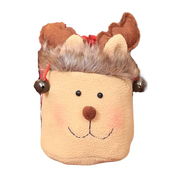 Naiovety Bolsas con cordón de Navidad Bolso de Papá Noel Elk Decoración de árbol de Navidad Felpa de gran capacidad Bolsa de regalos de Kits de decoración para fiestas