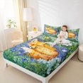 thumbnail image 4 of Homewish Cute Cartoon Fox Twin Sheet Sets,Purple Flower Lavender Twin Fitted Sheet,Rustic Floral Flat Sheet For Girls Boys,Ultra Soft Home Decor,3 Pieces, 4 of 7
