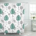 thumbnail image 1 of Cortinas de baño ABPHQTO con Patrón de planta hojas verdes tropicales sobre blanco Diseño escandinavo abstracto negro 165x180 cm, 1 of 2