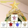 thumbnail image 3 of Christmas Tree Topper Star 20cm 3D Sticky Gold Powder Star Craft Gold Accessories Silver FivePointed Poinsettia E0k6 Tree Silver Colours 1 Pack, 3 of 5