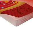 thumbnail image 2 of Ambesonne 75th Birthday Fitted Sheet, Starry Candle Cupcake, Queen Size, Red Orange and Blue, 2 of 3