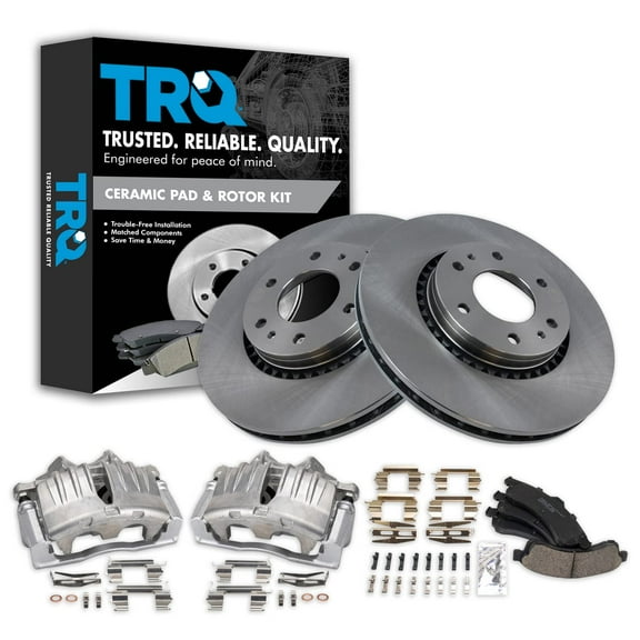 TRQ Front Brake Calipers Ceramic Pads Rotors Fits Select Ascender Rainier Trailblazer