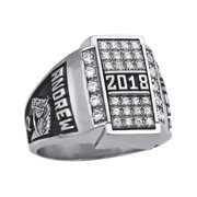 Personalized Men's Crest CZ Pave Top Class Ring available in Valadium, Silver Plus, 10kt and 14kt Yellow and White Gold