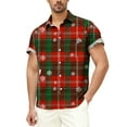 thumbnail image 2 of Men's Christamas Shirt Short Sleeve Button Down Blouses Casual Xmas Print Lapel Basic Tops 2025 Trendy Festival Gift (4XL, Watermelon Red), 2 of 5