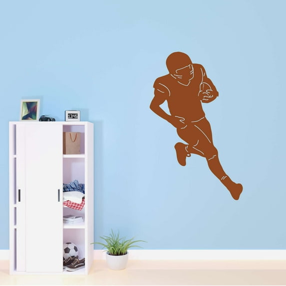 Boys Active Sports Wall Decal Decoration Active Football Player Running Sports Lover Decor Lasts Years and Easily Removable - Size: 6 In(W) x 10 In(H)