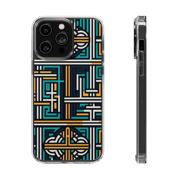 DistinctInk Hybrid (Acrylic / TPU) Clear Slim Fit Case for Apple iPhone 13 Pro MAX (6.7" Screen) - "The Crosses of Contrasting Colors: A Minimalistic Repeating Pattern"