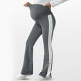 thumbnail image 2 of ShomPort Wide Leg Pants for Maternity Striped Color Block Over the Belly Stretchy Loungewear Casual Side Split Flare Trousers, 2 of 3