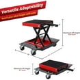 thumbnail image 3 of Pinypikaka Motorcycle Scissor Lift Jack with Casters, Wide Deck Motorcycle Center Scissor Lift Jack, Safety Pins, Center Lift Crank Bracket, 1100 Lbs Capacity for Motorcycles, Atvs, Dirt Bikes, 3 of 8