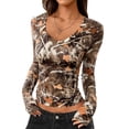 thumbnail image 1 of Remera de Manga Larga PRETTYGARDEN Mujer Crop Top con Escote en V, 1 of 9